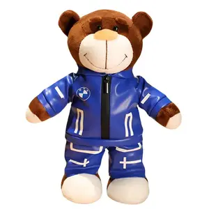 Мотоциклетный шлем медведь модные крутые гоночные плюшевые куклы плюшевая игрушка 28см высота AORUNJU, синий