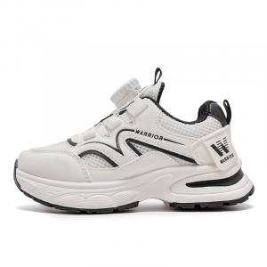 Детские повседневные кроссовки серии Cloud Sail с противоскользящей подошвой, легкой амортизацией и защитой от ударов WARRIOR, белый/черный