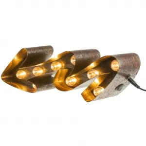 LED Декоративный светильник Изогнутая стрелка LED-модуль 1 шт. Теплый белый Светильник для стены, настольная лампа Мигающая стрелка 10 лампочек - 38x12 см Marquee Lights, коричневый