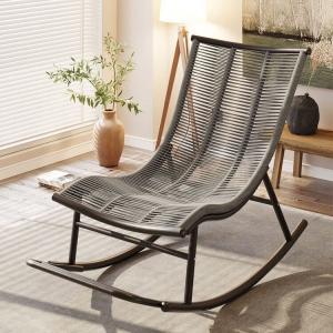 FANCYCHIC Новая плетеная кресло-качалка из ротанга, взрослое кресло для отдыха, водонепроницаемое кресло-качалка с откидной спинкой для дома и патио, Classic Gray, Standard Model