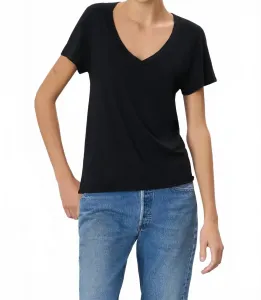 Футболка свободного кроя с V-образным вырезом, черная Eterne