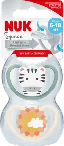 Соска Space силиконовая зеленая/абрикосовая 6-18 месяцев 2 шт. NUK