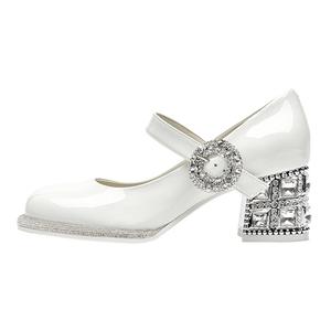 SHOESZOOO Туфли Мэри Джейн на массивном каблуке, французская элегантность, стиль преппи, застежка на одну пуговицу, белые, женские, высота 6 см