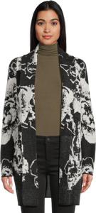 Свитер Liverpool Los Angeles Women's Long Sleeve Open Front Shawl Sweater Coatigan, Black/White Floral