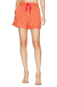 Короткие шорты с отстрочкой по низу цвета мандариновый оранжевый Bella Dahl