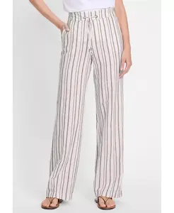 Женские полосатые брюки из хлопка и льна Olsen, коричневый/бежевый