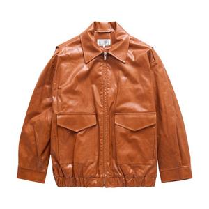 Куртка MM6 Maison Margiela Faux Leather Aviator Bomber Jacket, Caramel