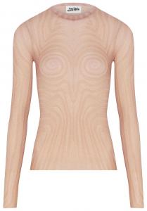 Джинсы Jean Paul Gaultier Spiral Printed Mesh Long-Sleeve Top 'Pale Pink/Dusty Pink', розовый
