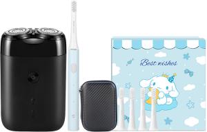 Набор подарочный с дизайном для питомцев MI S100, электробритва ротационная с двумя лезвиями, перезаряжаемая, для всего тела, моющаяся, для мужчин Xiaomi, S100 includes T100 синий + four brush heads + storage bag + cute pet gift box