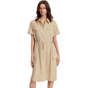 ELLE Женское платье с коротким рукавом Khaki