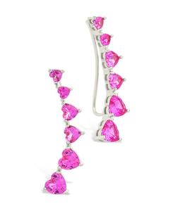 Серьги-гвоздики Jillian CZ Heart Crawler из стерлингового серебра Sterling Forever, Pink/Silver