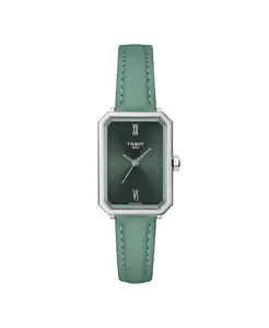 Женские кварцевые часы с зеленым кожаным ремешком, 21,80 мм Tissot, green