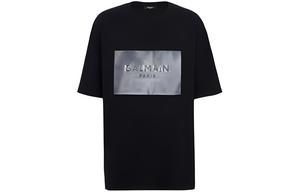 Балмейн Футболка с голографическим принтом, черная