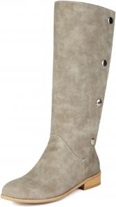 Женские замшевые свободные сапоги Aflngle с круглым носком до середины голени, плоские, модный складной стиль, низкий массивный каблук, короткие ботинки до щиколотки, удобные сапожки на каждый день, Grey