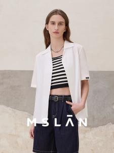 Свободная повседневная рубашка Mslan с короткими рукавами в пригородном стиле, белый