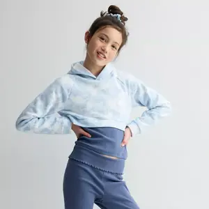 Детские и подростковые худи с коротким рукавом 2 в 1 для девочек 6-20 лет, обычные и плюс размеры So, цвет blue cloudy dye