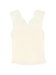 Топ с V-образным вырезом и кружевной отделкой Patrizia Pepe, бежевый