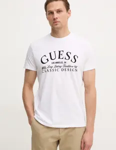 Хлопковая футболка Guess, белый