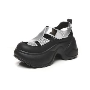 QITUMAUL Римские сандалии женские серебристые, цвет Silver[Platform Height: 9cm]