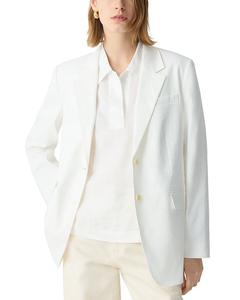 Однобортный льняной блейзер Theory, белый