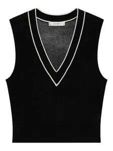 Жилет с V-образным вырезом и рубчатой вязкой FRAME, черный