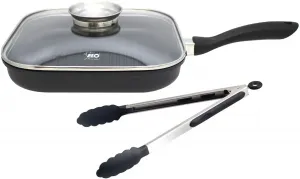 Сковорода-гриль Elo Alucast с сервировочными щипцами, черный