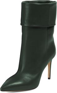 Женские стильные сапоги miss left до середины голени с закрытым заостренным носком, высокие каблуки-стилетто, с отворотом, короткие ботильоны, модная обувь для холодной погоды, теплая, размеры 4-16 US, Green