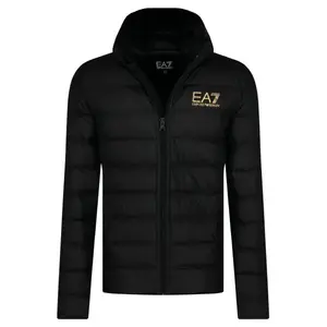 Пуховик стандартного кроя Ea7, черный