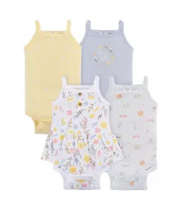 Комплект из 4 боди без рукавов для девочек Gerber, белый