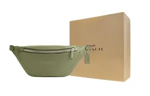 Сумка через плечо League Cow Leather, поясная сумка, большая мужская сумка-банан Moss Green COACH, Gift Box Set (Set+желтый Box)