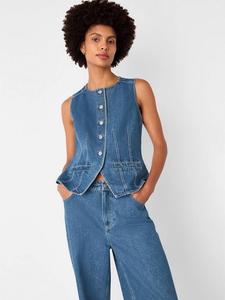 Хлопковый жилет-безрукавка Slim Fit Whistles, Denim