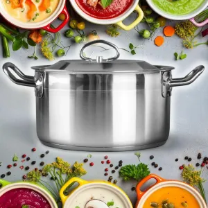 Кастрюля 30 см - нержавеющая сталь - индукционная сковорода с крышкой - антипригарное покрытие для супа и мяса Markenlos