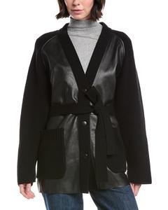 Куртка Bogner Roxana из шерсти и кашемира с кожаной передней частью, черный