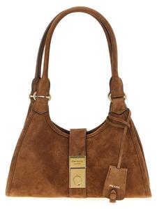 Маленькая замшевая сумка-тоут Prada, коричневый