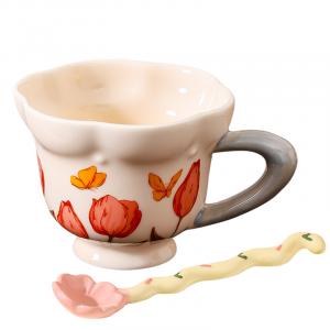 Кружка KAWASIMAYA, Tulip Cup With Floral Pattern Spoon
