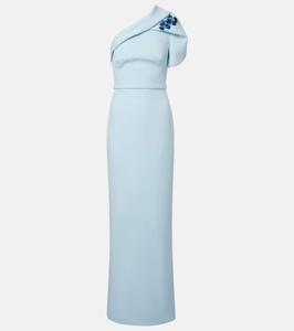 Асимметричное платье с поясом из крепа Safiyaa, Baby Blue with Multi-Blues