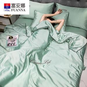 Fuanna Летний комплект постельного белья из 4 предметов (одеяло 150x200 см, простыня, наволочки*2), цвет LO Letter - Light Green, ткань шелковистая и прохладная
