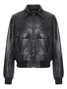 Кожаная куртка с множеством карманов AMIRI, черный