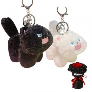 Frizzy Kitten, очаровательные куклы-брелоки с виляющим хвостом, плюшевый кулон, высота 13см Jinnew, белый/розовый