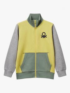 Детская хлопковая худи с цветными блоками и молнией Benetton, Multi