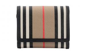 Burberry Женский кошелек из кожи с канвасом бежево-коричневый черный