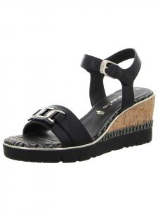 Босоножки на танкетке черного цвета Tamaris