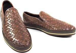 Мужские лоферы Baldinini из плетеной кожи, коричневые, с удобной подошвой на платформе