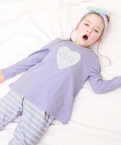 Детская пижама с длинными рукавами и ленточной отделкой, 100% хлопок, коллекция осень/зима 2025 Devirock, цвет 002-Heart-S Violet