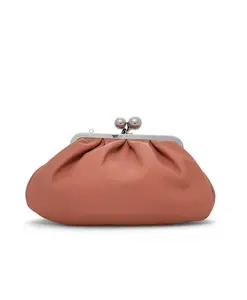 Мягкая кожаная сумка через плечо с цепочкой Weekend Max Mara, розовый