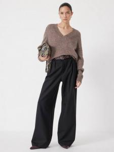 Вязаный джемпер с V-образным вырезом из шерсти HUSH, Walnut Brown