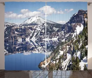 Штора ABAKUHAUS Природный пейзаж, рустик, Естественные отражения, универсальная ленточная штора для гостиной с петлями и крючками, 280 x 225 см, темно-лавандовый темно-серый Abakuhaus