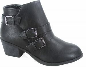 Женские модные ботильоны Forever Link Eury-4 с круглым носком, пряжками, молнией и низким каблуком, Black - Low Heel