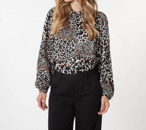 Блузка с длинным рукавом и принтом животных, воротник на пуговицах ESQUALO, цвет print