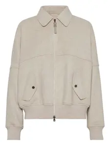 Бомбер на молнии Brunello Cucinelli, нейтральный